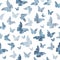 Seamless watercolor gray butterflies pattern