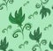 Seamless watercolor green pattern cucumber leaf