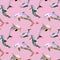 Seamless watercolor pattern with blue dolphins. Textile print with hand drawn dolphin,