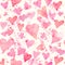 Seamless watercolor pattern with colorful hearts - romantic light and soft tints of pink and red.