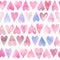 Seamless watercolor pattern with colorful hearts - romantic light and soft tints of pink and red.