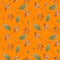 Seamless watercolor pattern with fall leaf elements. Autumn season. Repeated horizontally and vertically.