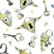 Seamless watercolor pattern with hearts. vintage locks in the shape of a heart, keys and hearts on a white background. vintage val