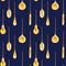 Seamless watercolor pattern lamps on rope loft style, interior lighting Edison lamps, on ropes, interiors on dark blue