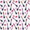 Seamless watercolor pattern with lipstick