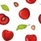 Seamless watercolor pattern with luscious, vibrant cherries. Ideal for kitchen decor, recipes, textiles, jam labels, aprons,