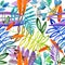 Seamless watercolor pattern of paradise garden plant.