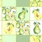 Seamless watercolor pattern with a picture of a pear fruit. Apply in the field of design, packaging, textile. Portion of pear, cut