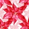 Seamless watercolor pattern of poinsettias. Watercolor background.