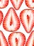 Seamless watercolor pattern with ripe strawberries on white background.