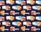 Seamless watercolor pattern of trucks,lorries of different colors, types,