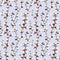 Seamless watercolor pattern with twigs and gentle fluffy cotton flowers, with color background