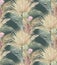 Seamless watercolor pattern with vertical tropical herbarium of dry palm leaves