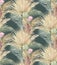 Seamless watercolor pattern with vertical tropical herbarium of dry palm leaves and pampas grass