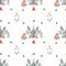 seamless watercolor pattern wigwam and forest dwellers. bear rabbit birdie by the fire. cute story for printing on