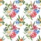 Seamless watercolor pattern - wild summer flowers