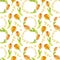 Seamless watercolor pattern, yellow tulips in shape of 8 on a white background. Pattern for Women's Day, wrapping