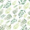 Seamless watercolor patterns leaves and branches. Amazing design elements.