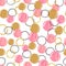Seamless watercolor pink and golden bubbles pattern