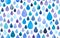 Seamless watercolor rainy background. Blue raindrops pattern.