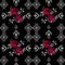 Seamless watercolor red roses cross stitches pattern