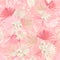 Seamless watercolor tropic floral pattern, pastel dry palm leaves, boho tropical flower, orchid