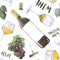 seamless watercolor wine pattern with drawings of wine glasses, bottle, branches of grape, corkscrew and lettering