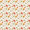 seamless watercolour pattern with autumn leaves and pumpkins composition on white background