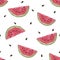 Seamless watermelons pattern. background with watercolor watermelon slices