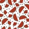 Seamless watermelons pattern. Vector illustration watermelon slices with seed.