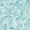 Seamless wave hand-drawn pattern. Blue sea abstract waving curling lines. Perfectly look on fabric, textile, etc.