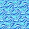 Seamless wave hand-drawn pattern, blue waves vector background. Can be used for wallpaper, pattern fills, web page