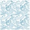 Seamless waves ornamental blue on white pattern