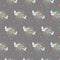 Seamless wedding-themed pattern with the image of white soaring doves and wedding rings