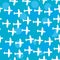 Seamless white pattern with silhouettes of the plane. Blue sky b