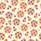 Seamless whole pizza and pieces pattern