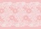 Seamless wide lace ribbon. White delicate flowers on a pink background.