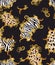 Seamless Wild Safari Skin Pattern.Gold Baroque Ornament.Golden ornaments on black background. - Vector