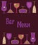 Seamless wine, cocktail and martini glasses