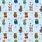 Seamless winter animal pattern