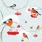 Seamless winter background with bullfinch