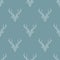 Seamless winter mosaic pattern with white deer head with antlers on blue background. simple faceted