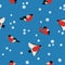 Seamless winter pattern with bullfinch and snowflakes