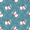Seamless winter pattern with funny snowmen on sleds.