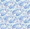 Seamless winter pattern with snow flakes and winter ornament. Watercolour decorative ornament with scrolls, curves