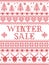 Seamless Winter Sale Scandinavian style, inspired by Norwegian Christmas, festive winter pattern in cross stitch with reindeer
