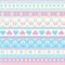 Seamless Winter Sweater pattern with Hearts and Owls. Blue-Pink
