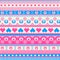 Seamless Winter Sweater pattern with Hearts and Owls. Pink-Blue