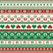 Seamless Winter Sweater pattern with Hearts and Owls. Red-Green