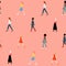 Seamless woman walking together pattern. International women`s day background.